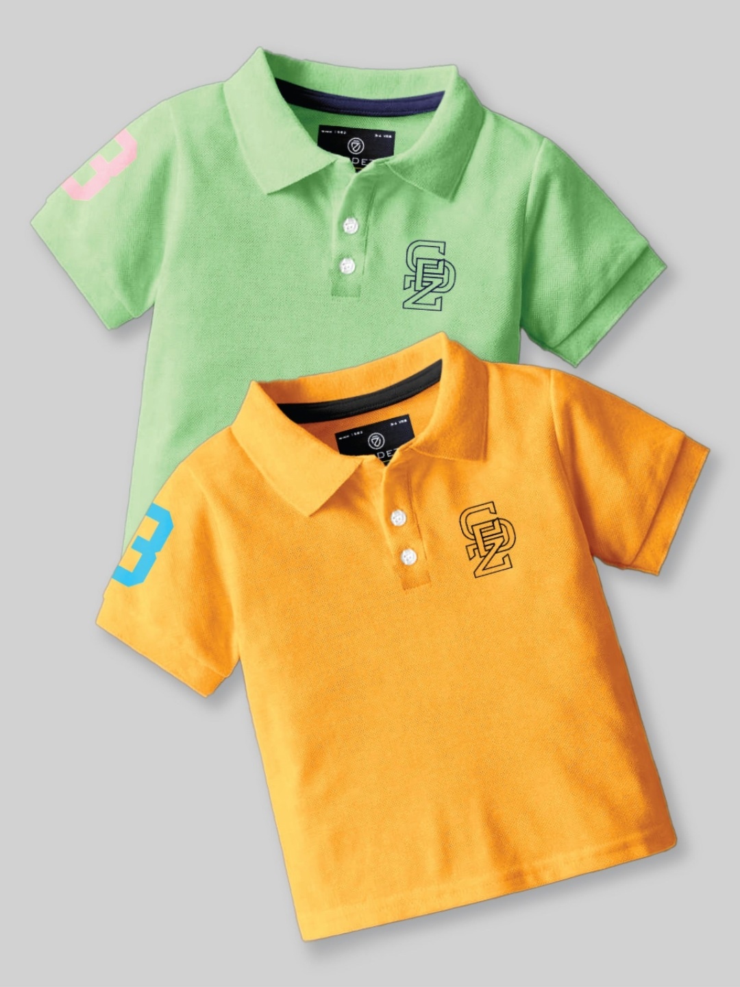 

BAESD Boys Pack Of 2 Graphic Printed Polo Collar Cotton T-Shirt, Green