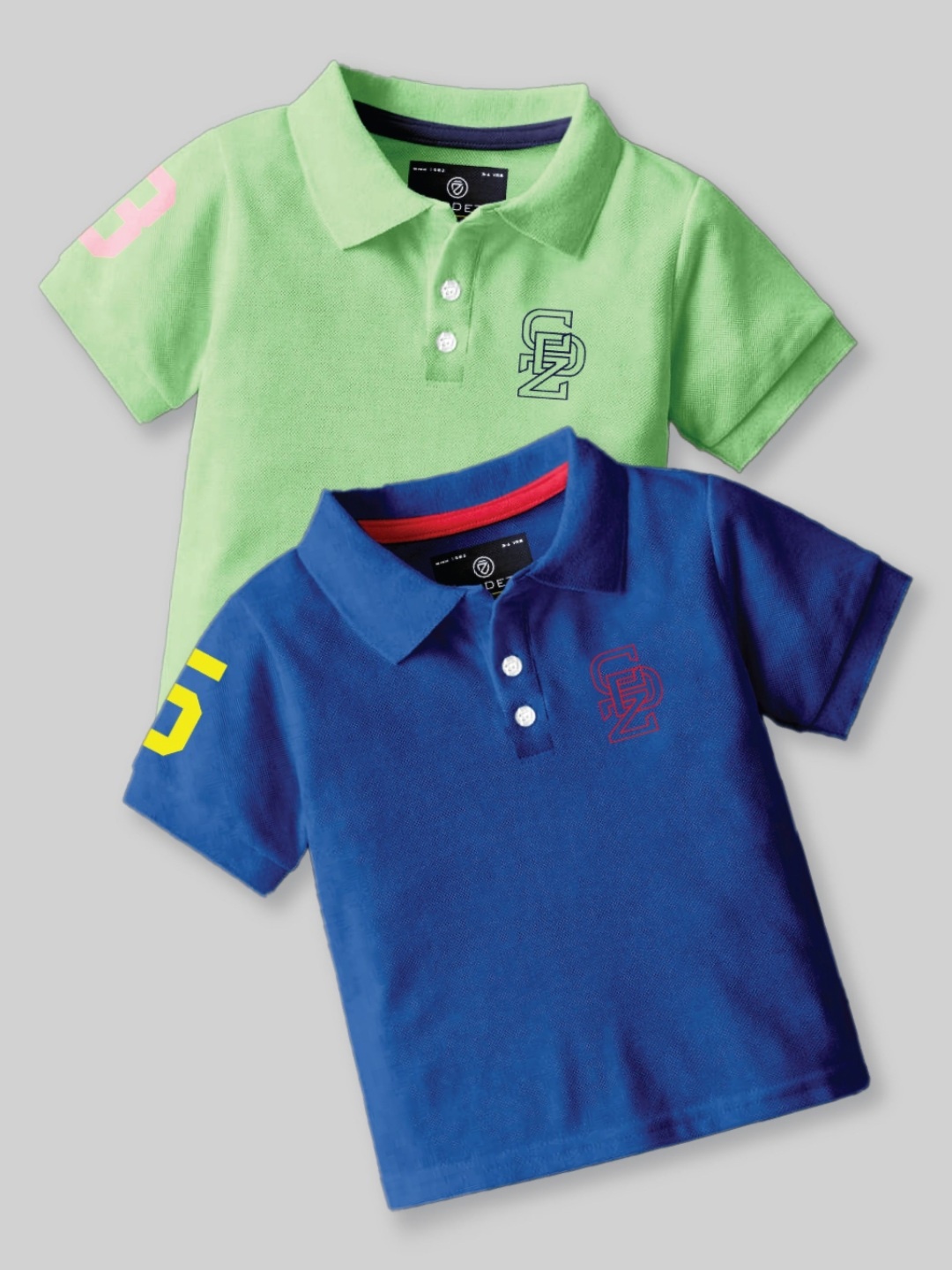 

BAESD Boys Pack Of 2 Graphic Printed Polo Collar Cotton T-Shirt, Green