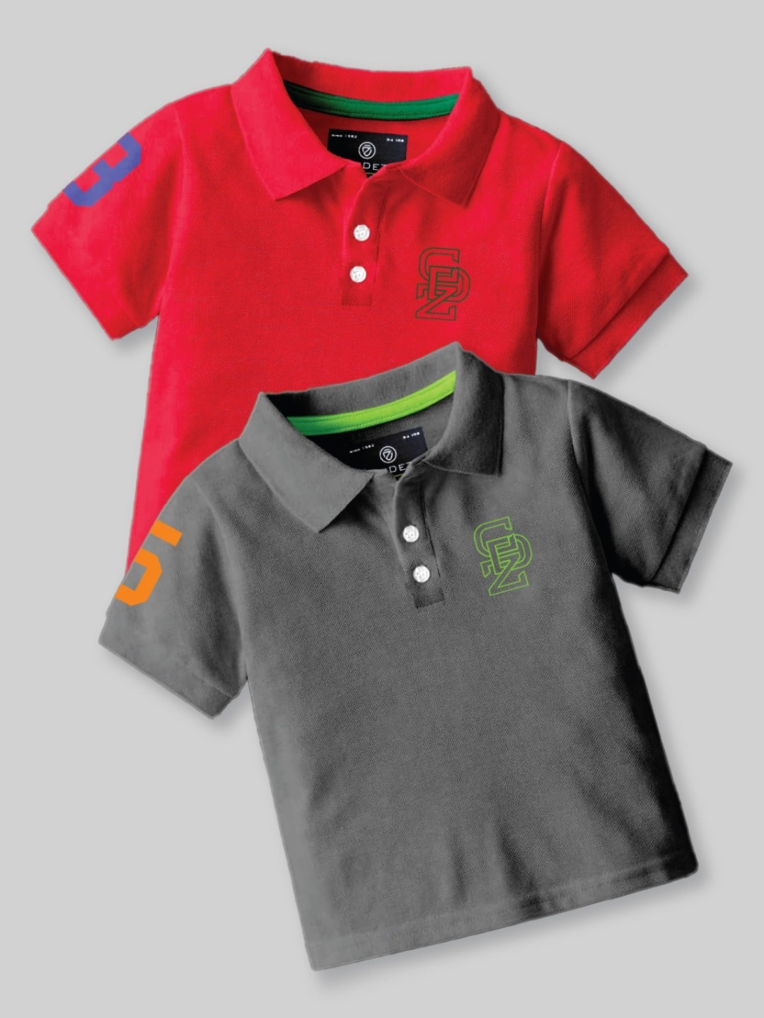 

BAESD Boys Pack Of 2 Graphic Printed Polo Collar Cotton T-Shirt, Red