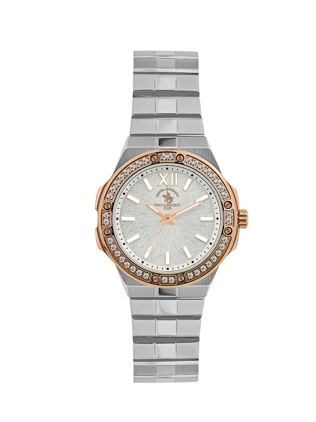 

SANTA BARBARA POLO & RACQUET CLUB Women Embellished Sliver Dial Quartz Watch SB.1.10575-5, White