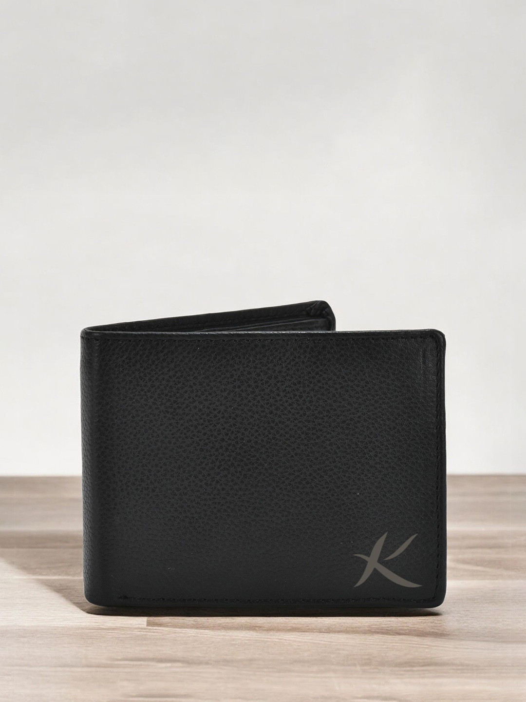 

Kastner Men Textured Detachable Flap Leather Two Fold Wallet, Black