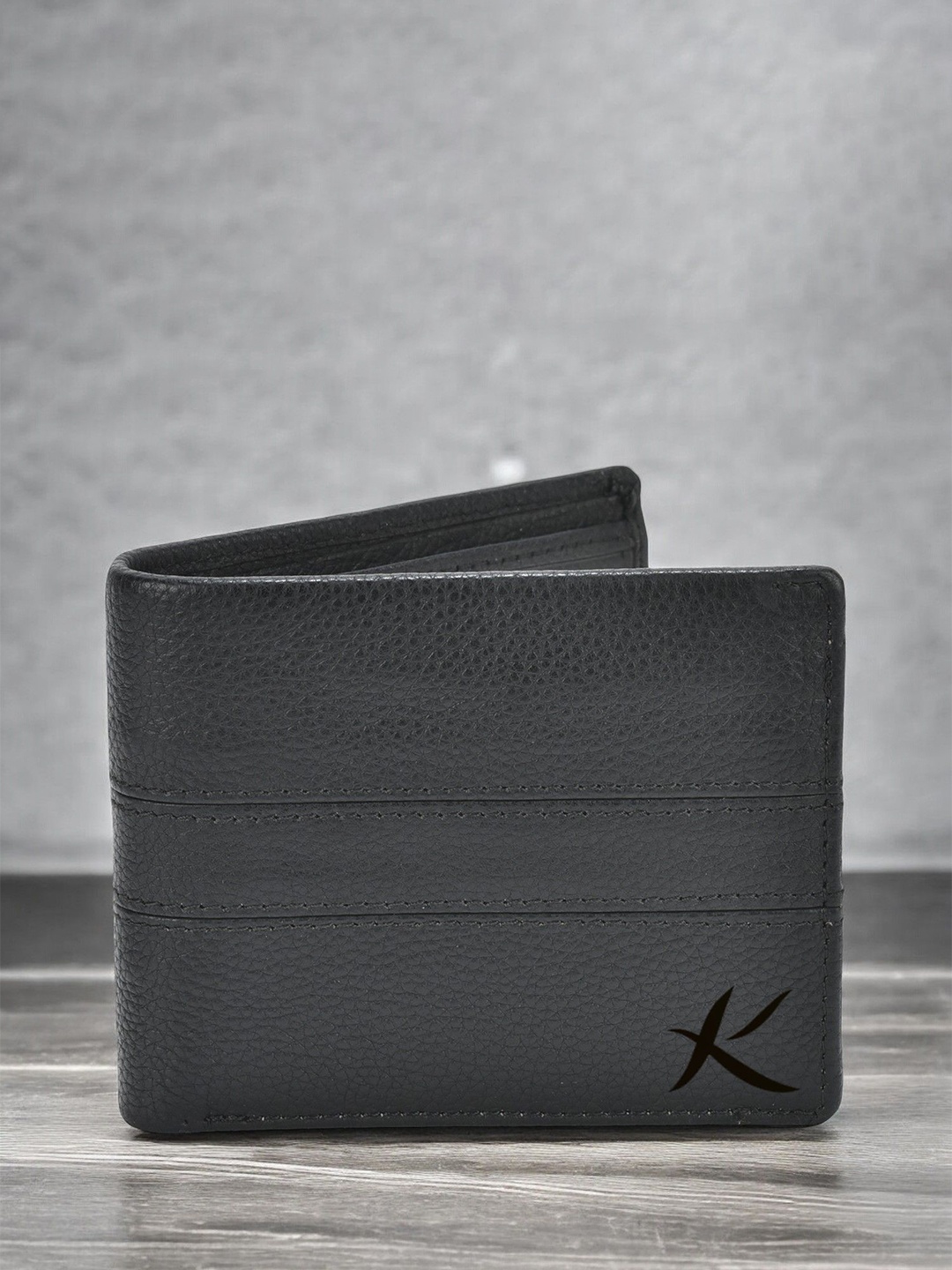 

Kastner Men Textured Leather Two Fold Wallet, Black