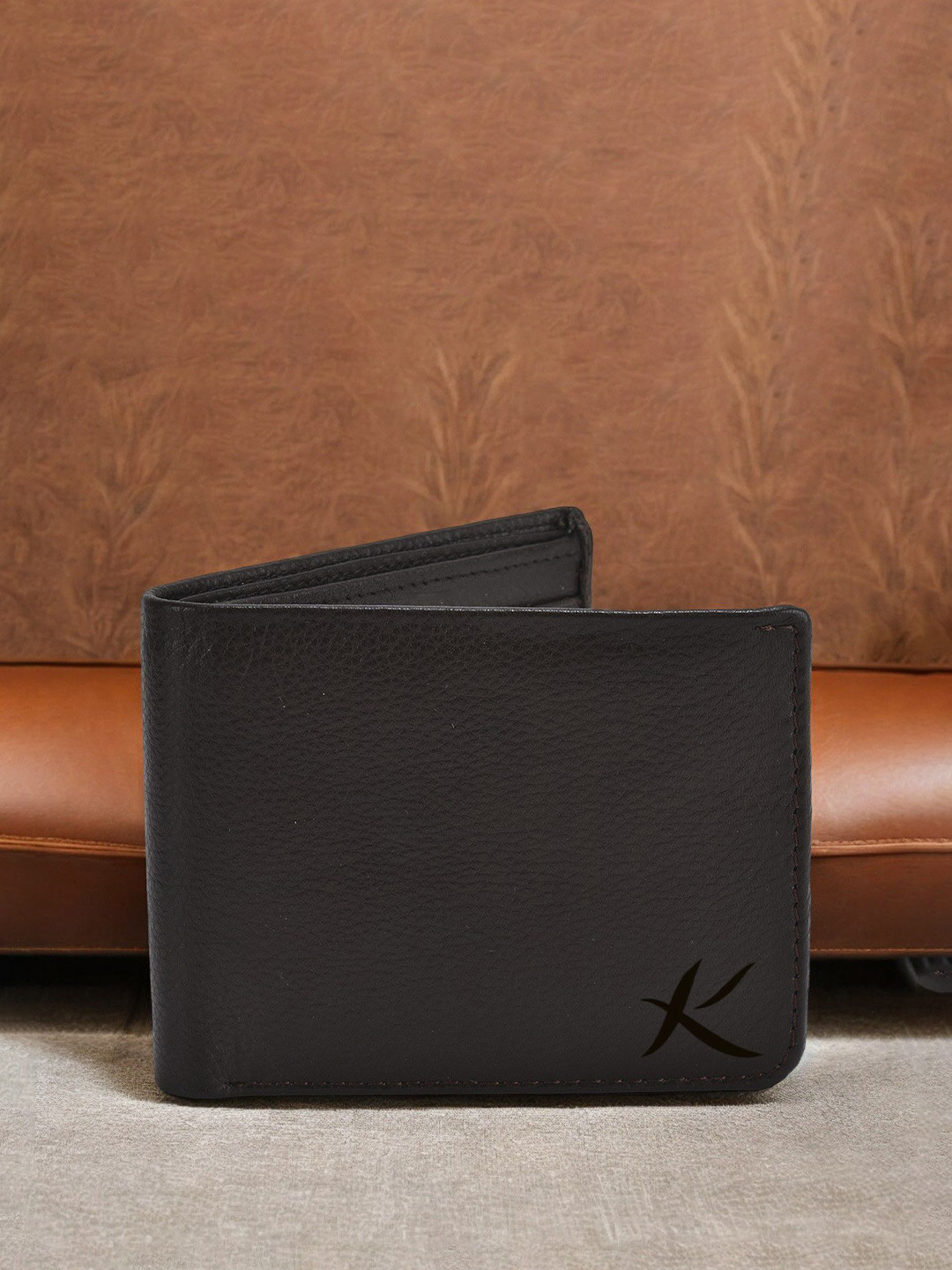 

Kastner Men Textured Leather Two Fold Wallet with RFID Blocking, Brown