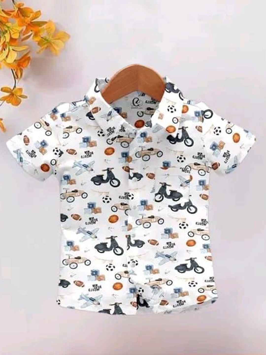 

BAESD Boys Opaque Conversational Printed Shirt, White