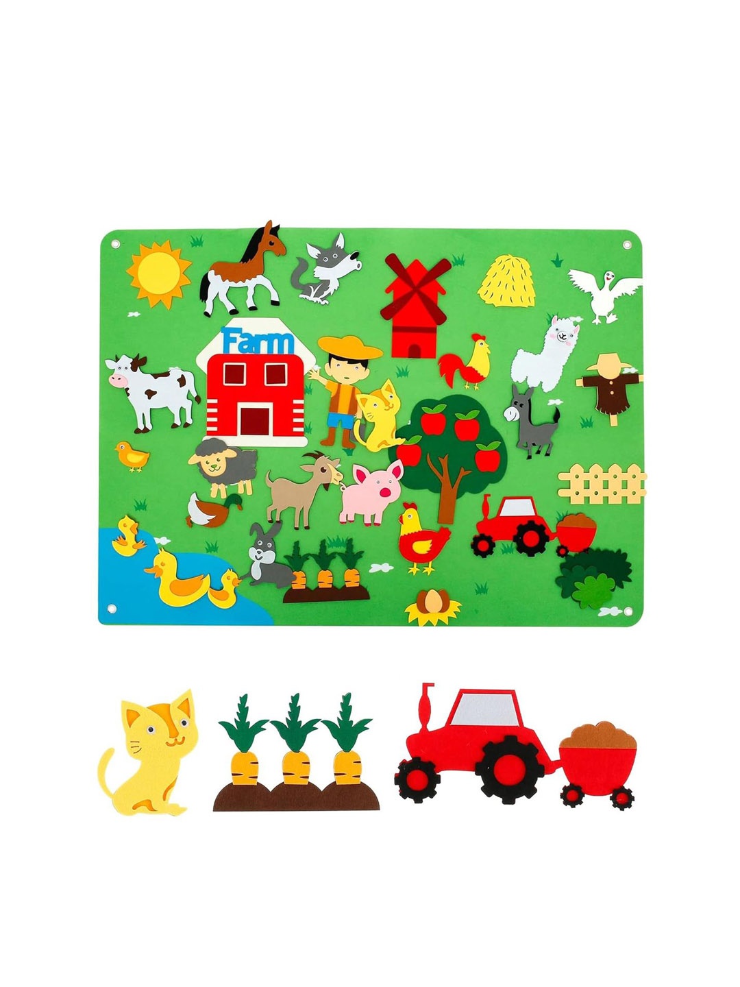 

Kidology Montessori Farm Educational & Interactive Felt Story Board Play Mat, White