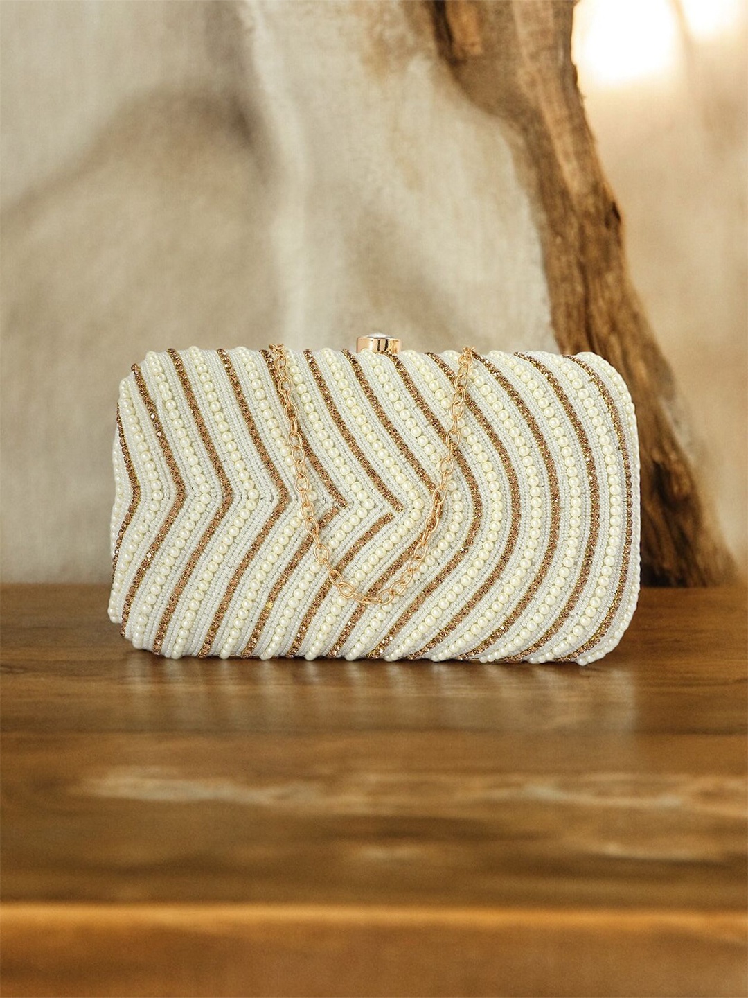 

CRUSSET Embellished Box Clutch, White