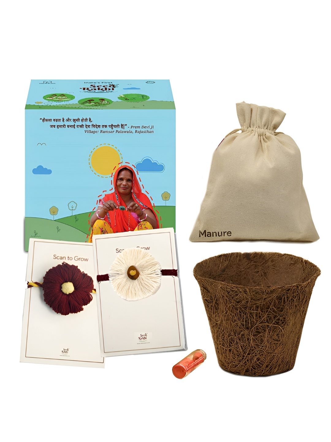 

Indigifts Set Of 2 Seed Plantable Rakhi With Planter & Manual With Roli, Yellow