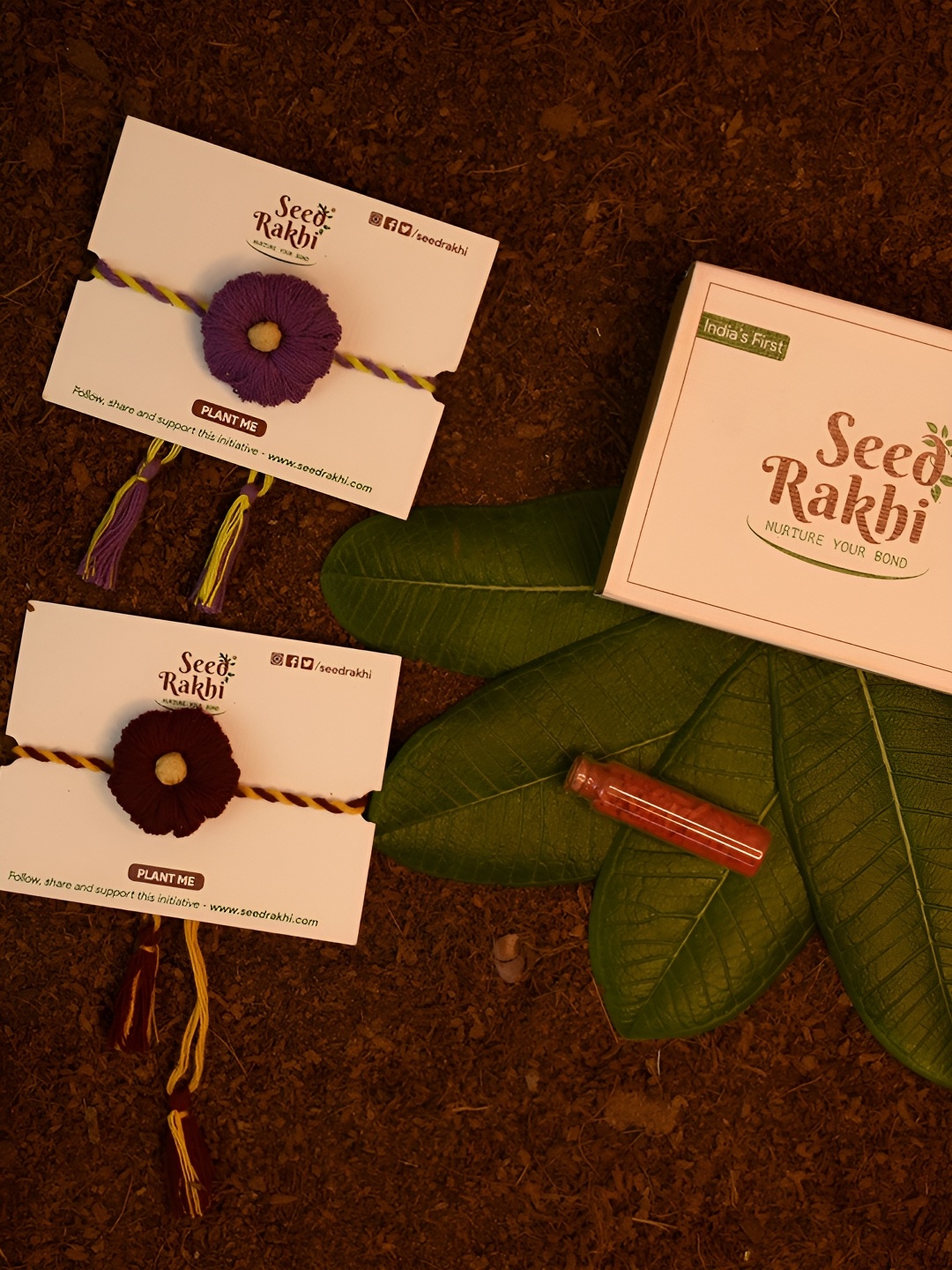 

Indigifts Set Of 2 Rakhi With Roli Chawal With Seed, Red