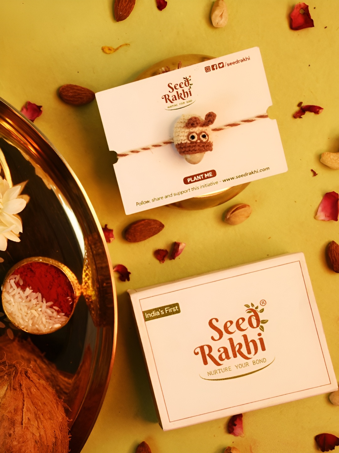 

Indigifts Plantable Rakhi & 1 Instruction Manual With Roli, White