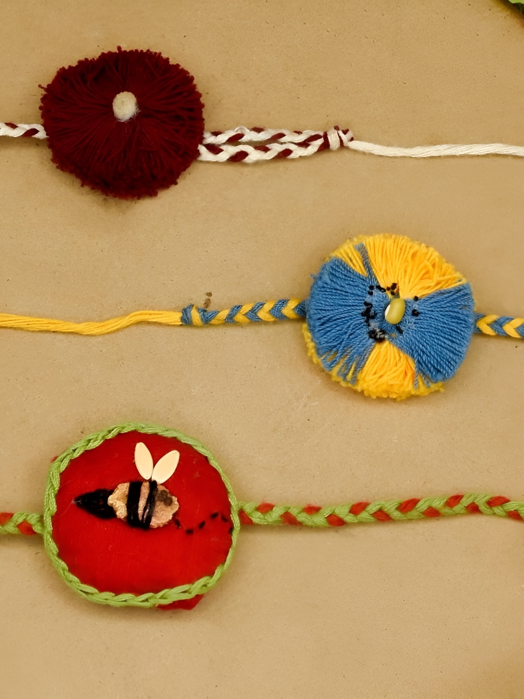 

Indigifts Set of 3 Plantable Rakhi & 1 Instruction Manual With Roli, Blue