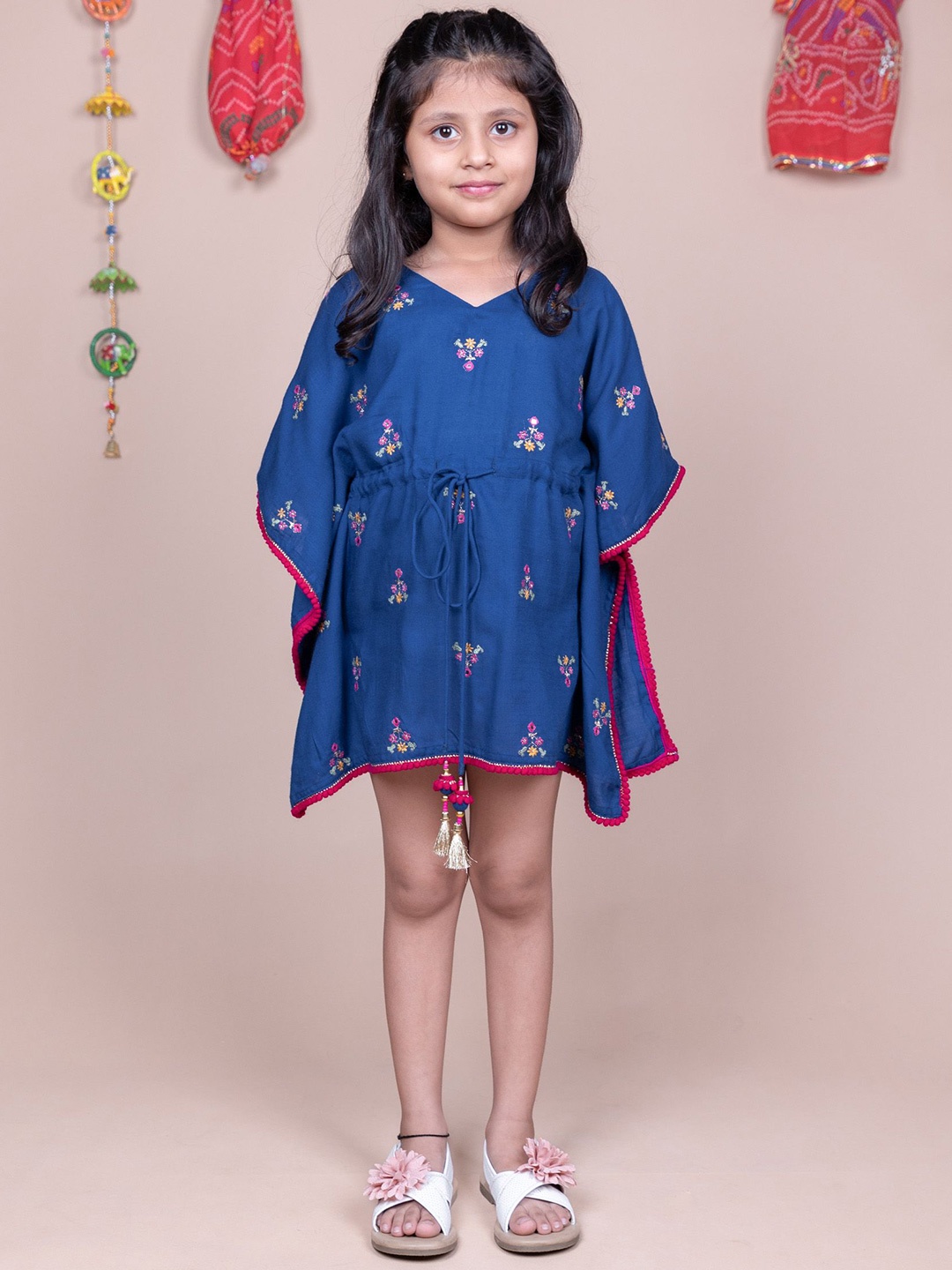 

KASYA Print Kimono Sleeve A-Line Dress, Navy blue