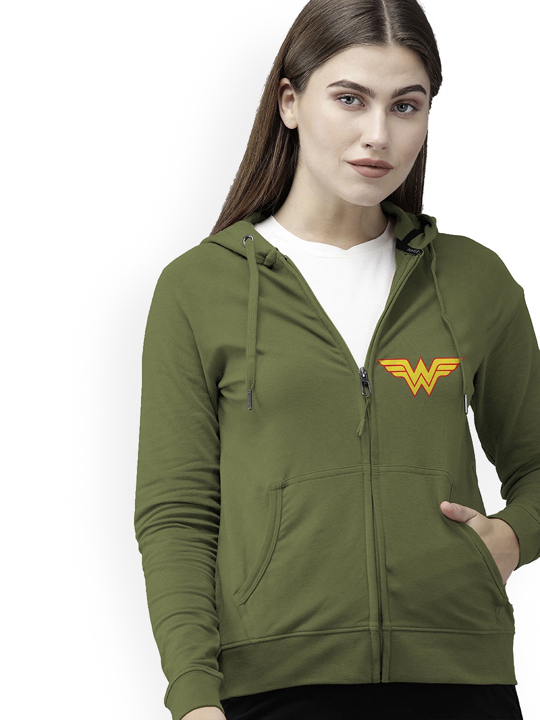 

BAESD Women Striped Longline Sporty Jacket with Embroidered, Green