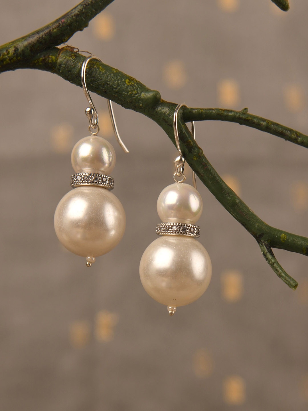 

Totapari Silver-Plated Pearl Zircon Drop Earrings