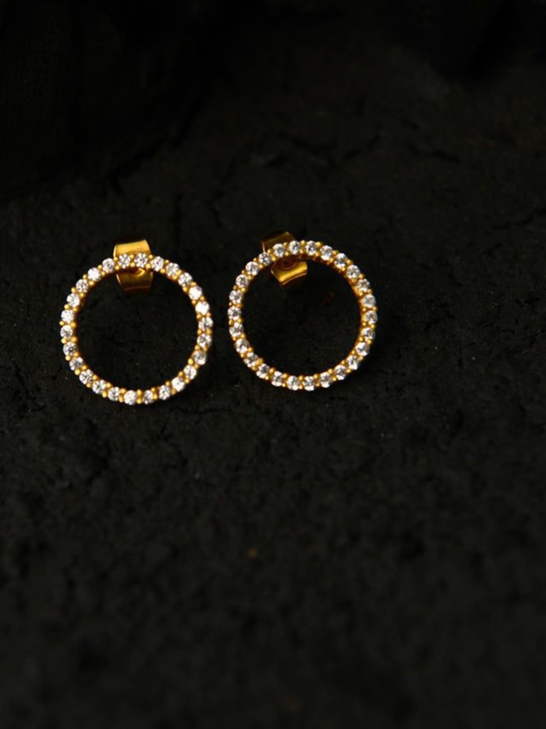 

Totapari Gold Plated Contemporary Cubic Zirconia Studded Earrings