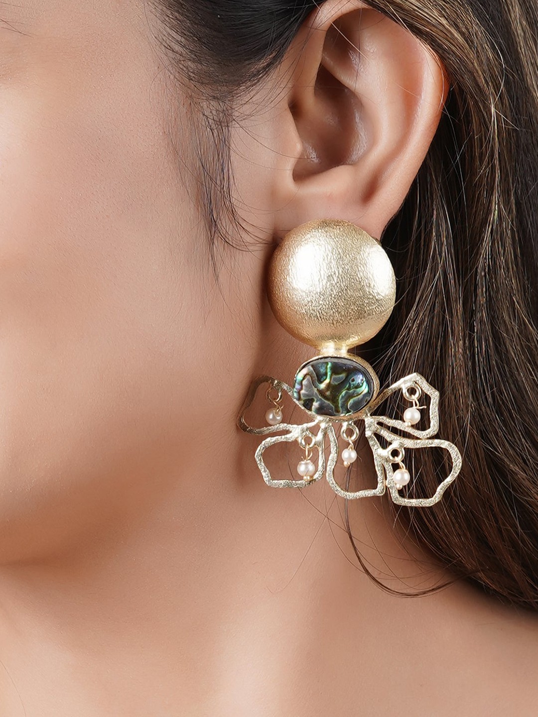 

Totapari Gold-Plated Faux Pearls Contemporary Drop Earrings