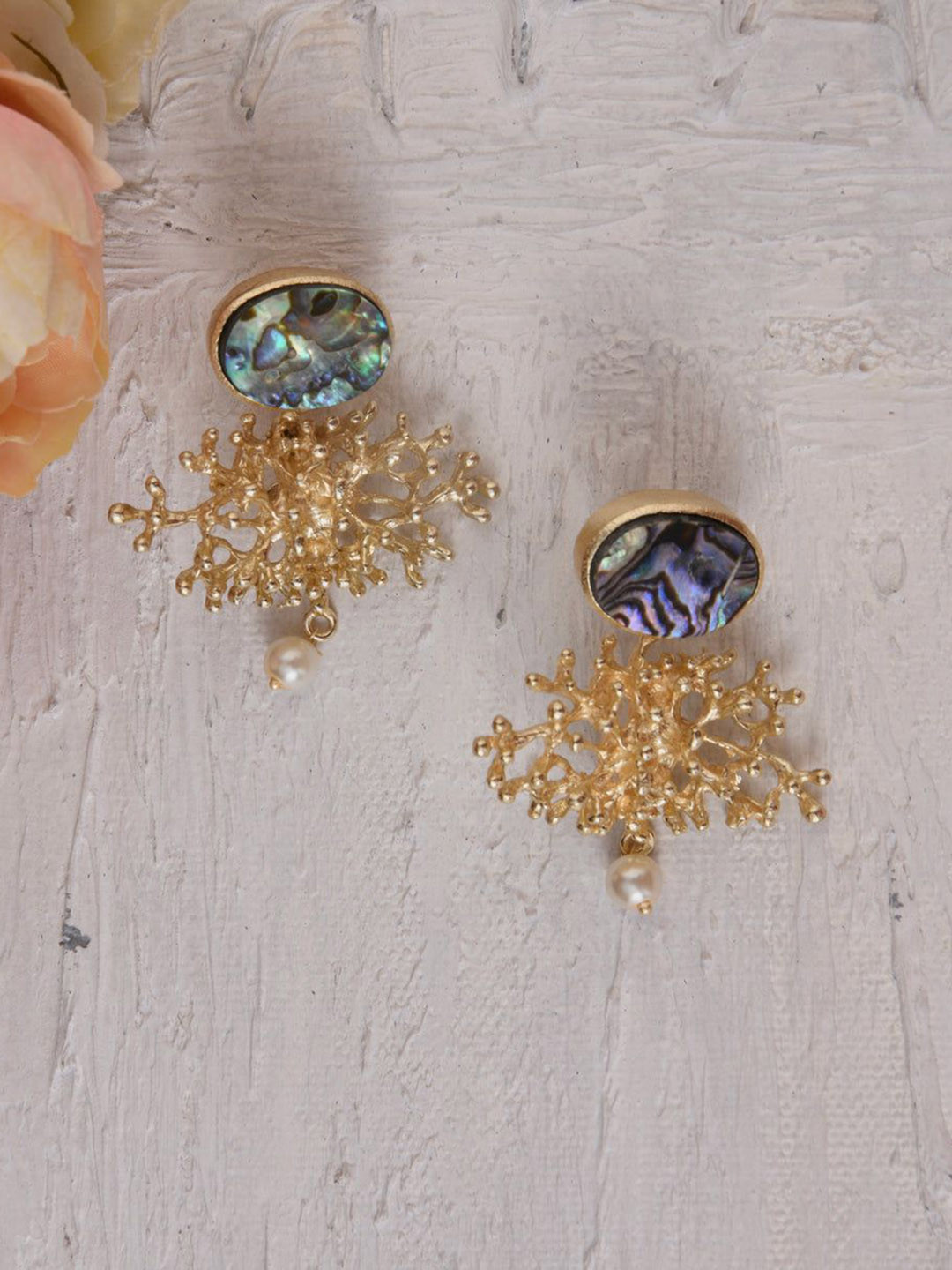 

TOTAPARI Gold-Plated Abalone Drop Earrings