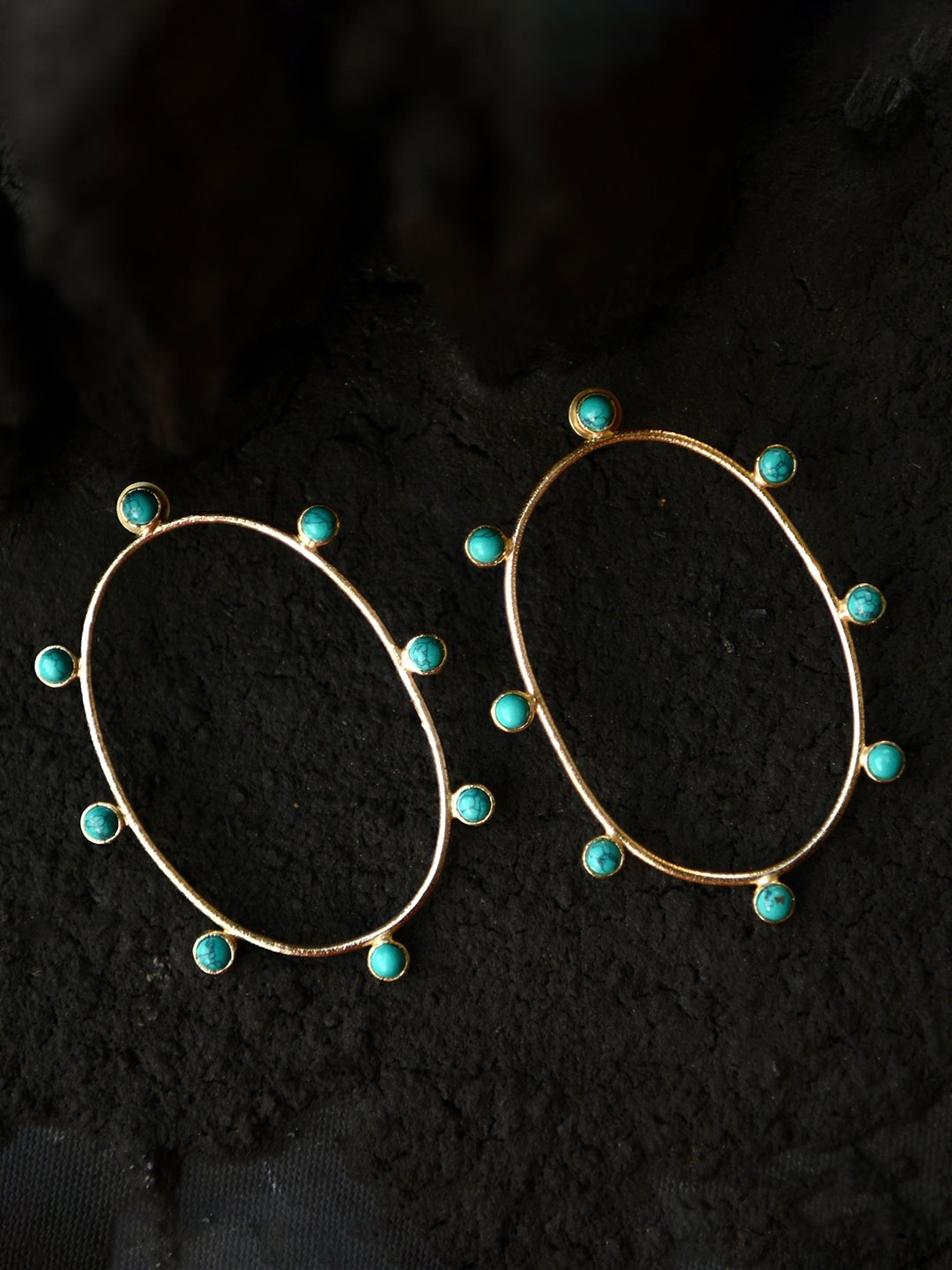 

TOTAPARI Gold-Plated Turquoise Hoop Earrings, Green