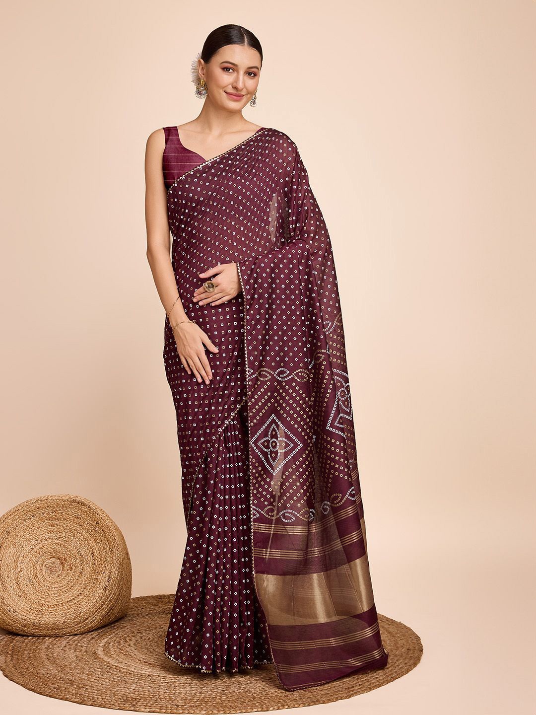 

Mitera Gotta Patti Work Bandhani Saree, Maroon