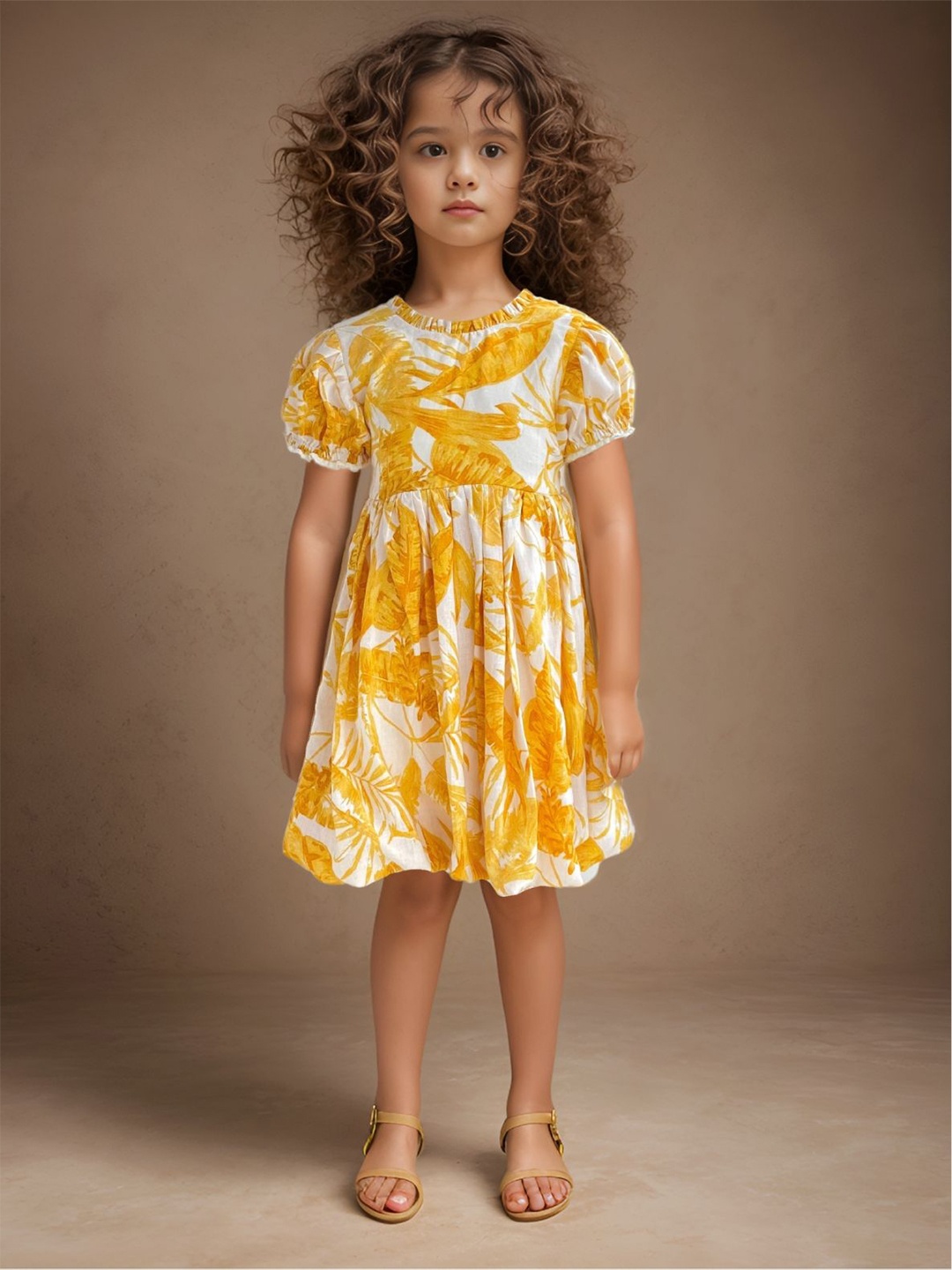 

Safehugs Floral Print Empire Dress, Yellow