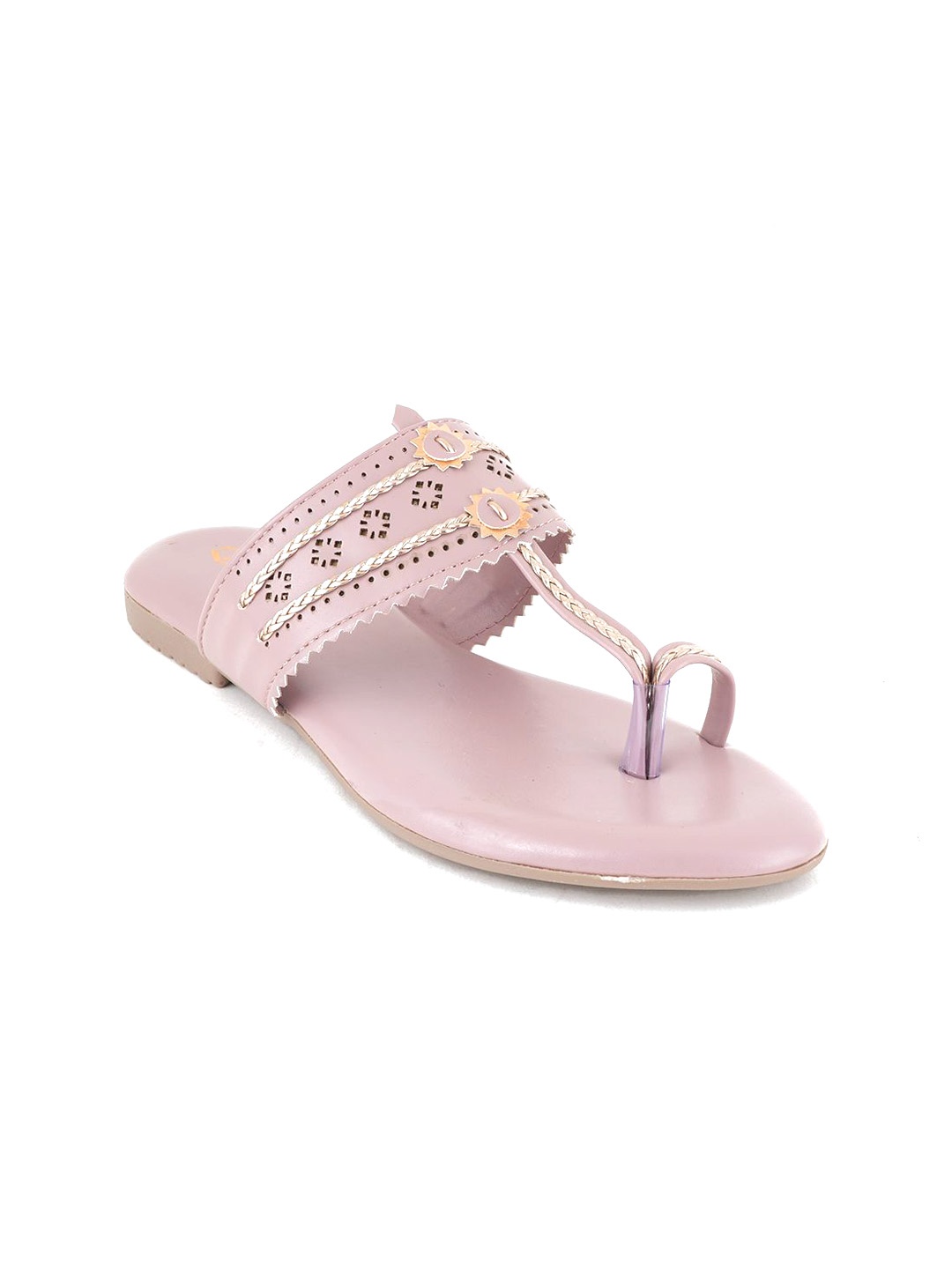 

Style Shoes Women Textured One Toe Flats With Laser Cuts, Purple
