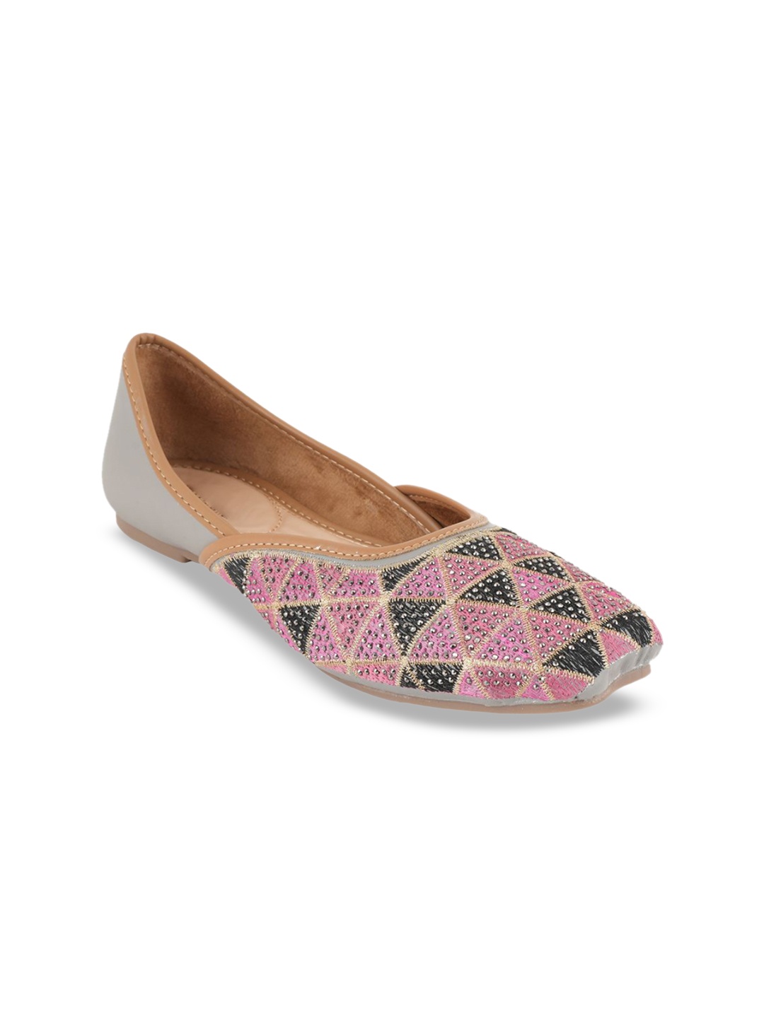 

Style Shoes Women Mojaris Flats With Western - Embellished, Pink