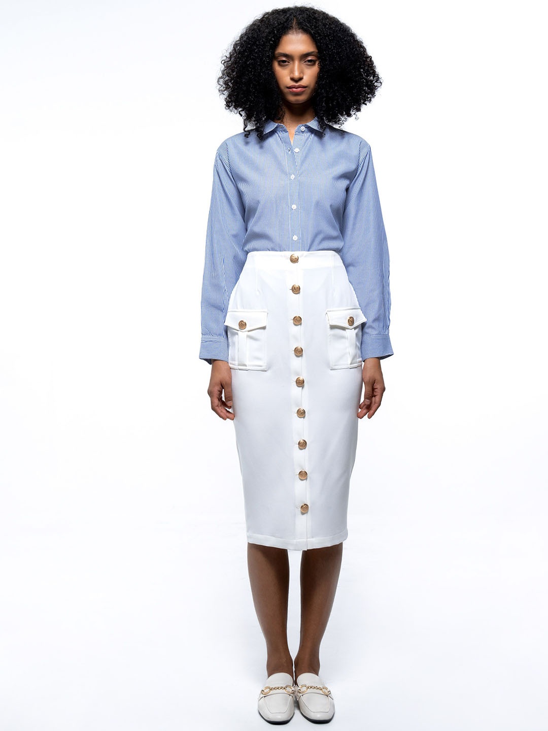 

SOTBELLA Striped Shirt With Skirt, Blue