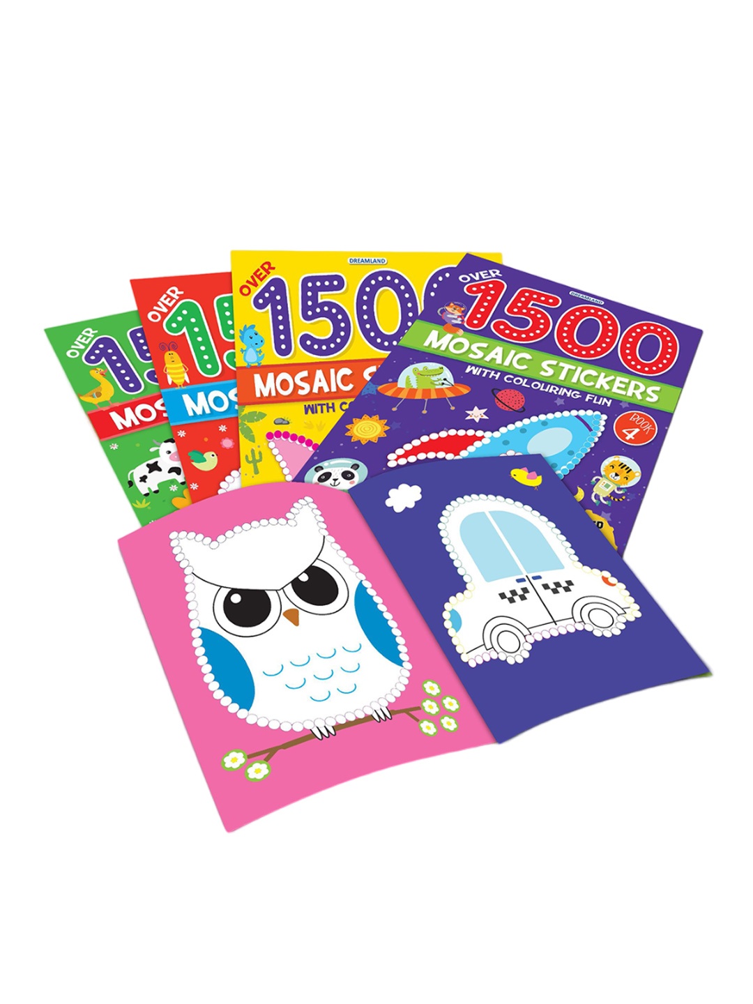 

Dreamland 1500 Mosaic Stickers Book 4 with Colouring Fun, Purple