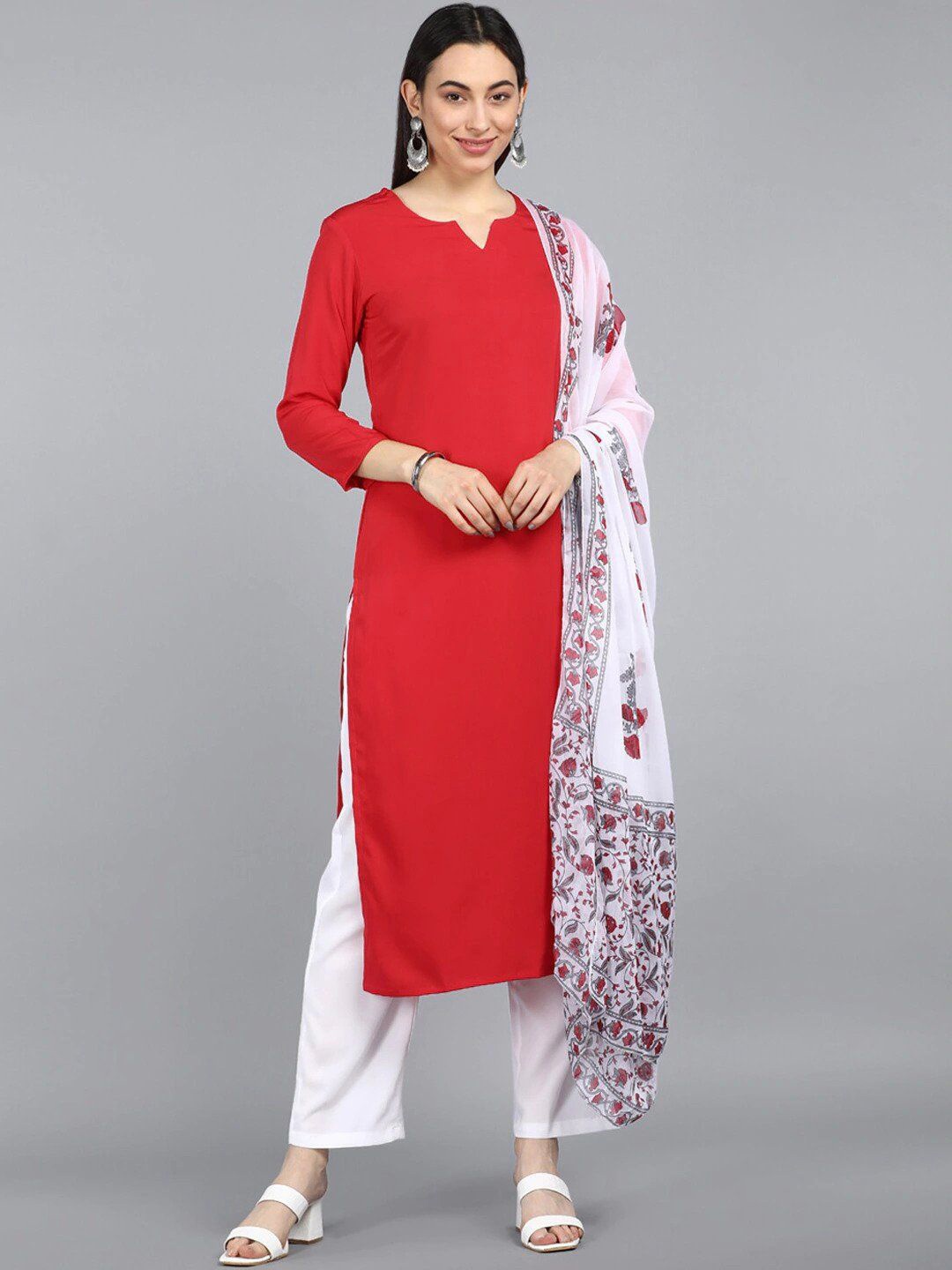 

KALINI Kurta with Trousers & Dupatta, Red
