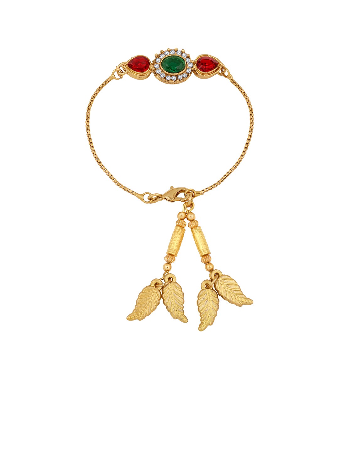 

Mahi Stone Studded Wraparound Lumba Rakhi With Roli Chawal, Gold