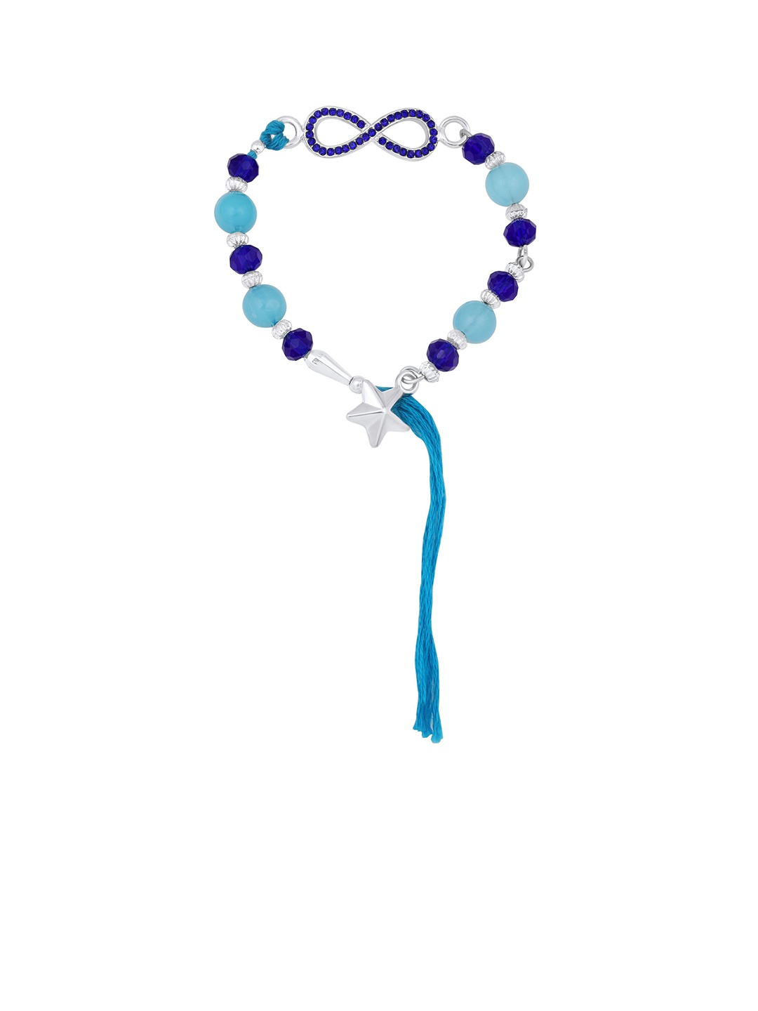 

Mahi Infinity Shape Crystal Studded Lumba Wraparound Rakhi, Silver