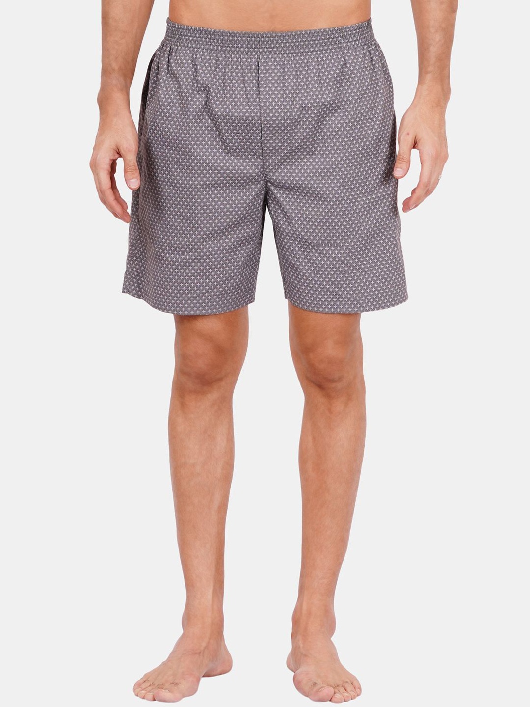 

Fleurt Men Printed Cotton Boxers-02-GY-S, Grey