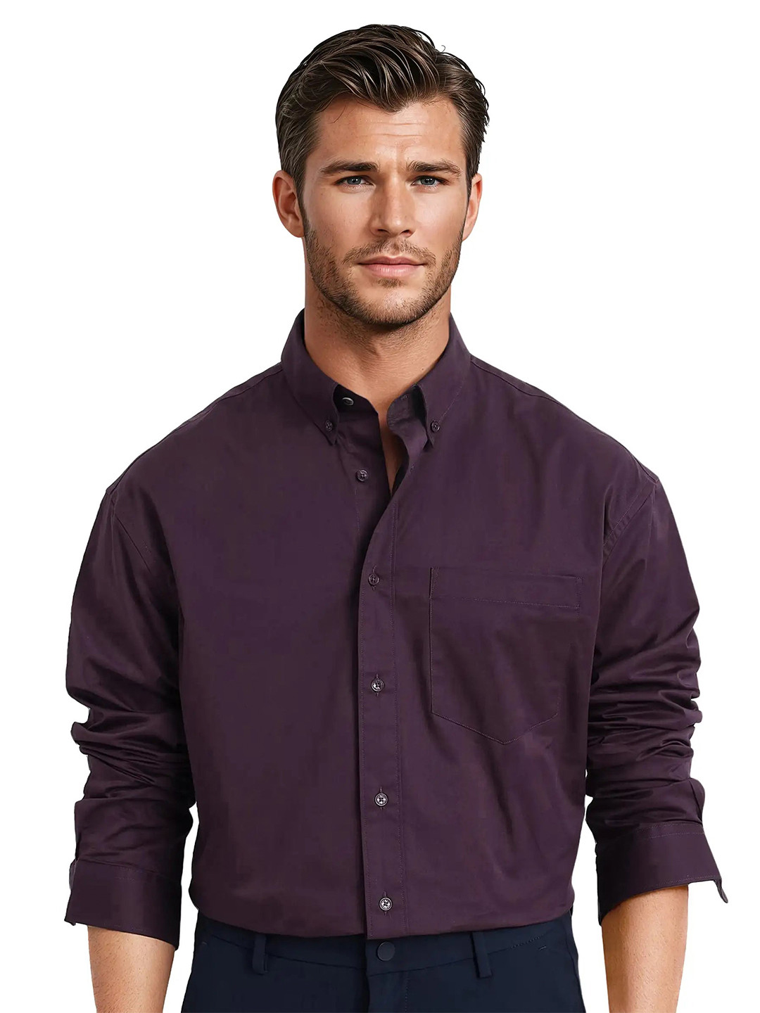 

RARE RABBIT Men Comfort Boxy Opaque Casual Shirt, Purple