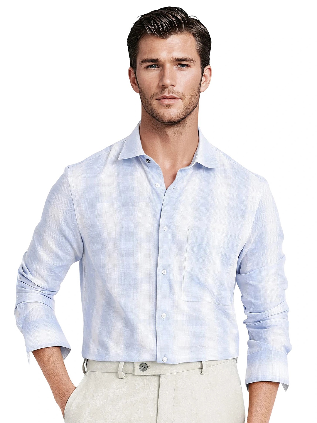 

RARE RABBIT Men Cotton Comfort Opaque Casual Shirt, Blue