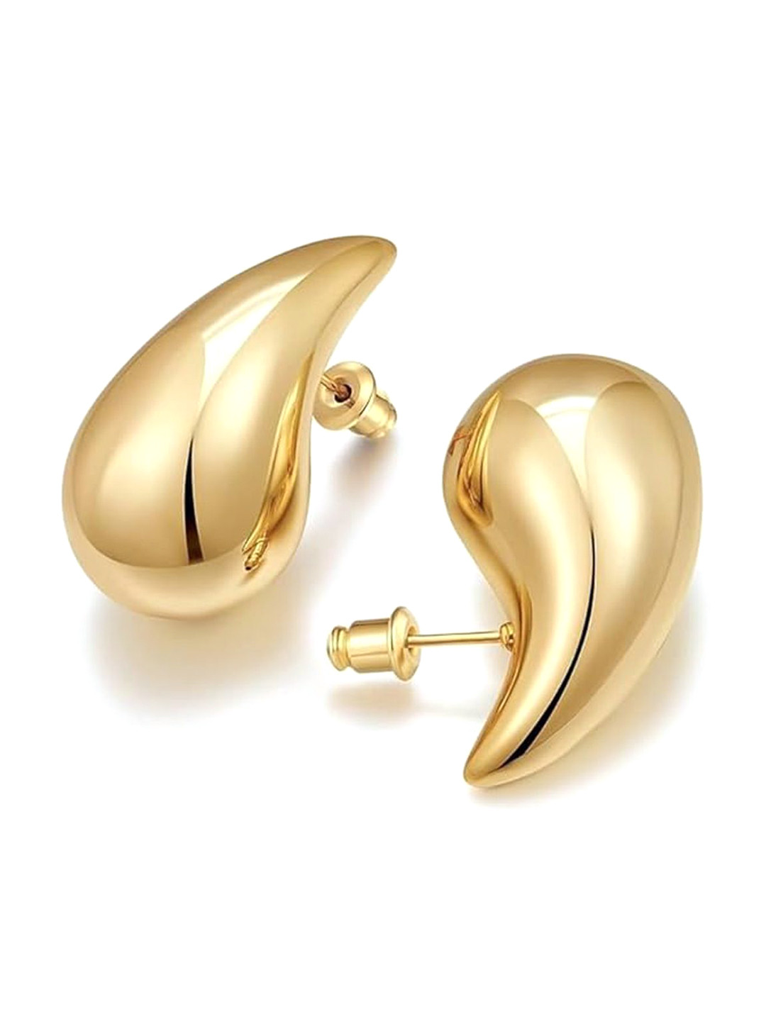 

Softwrap Stainless Steel Gold Plated Teardrop Shaped Stud Earrings