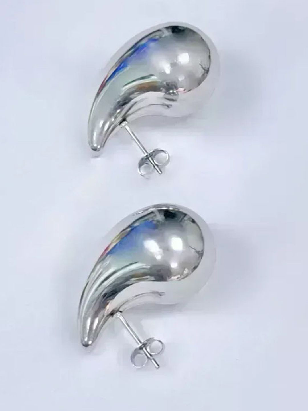 

Softwrap Silver-Plated Contemporary Stainless Steel Crystals Studs Earrings