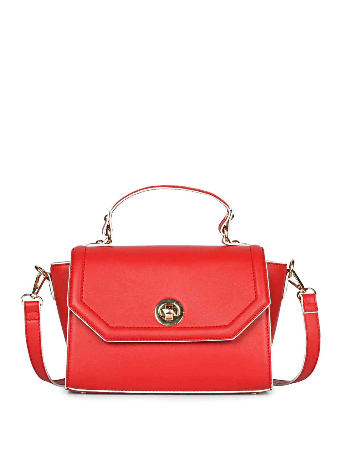 

Saint G Women Solid Leather Structured Handheld Bag with Applique, Red