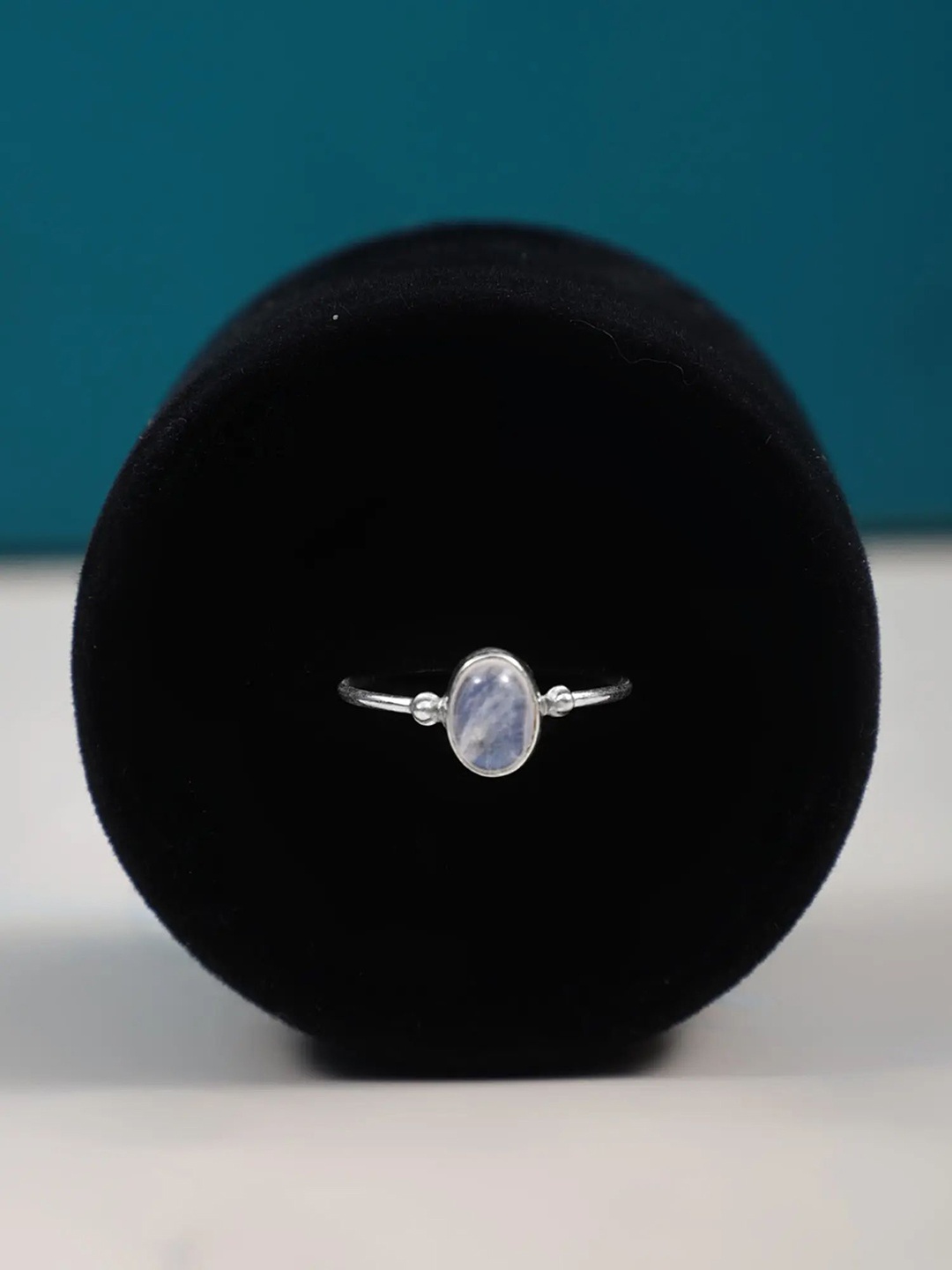 

Exotic India 925 Sterling Silver Silver-Plated Moonstone Finger Ring