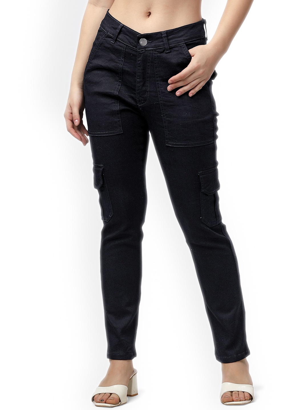 

BAESD Women Frisky High-Rise Highly Distressed Stretchable Jeans, Black