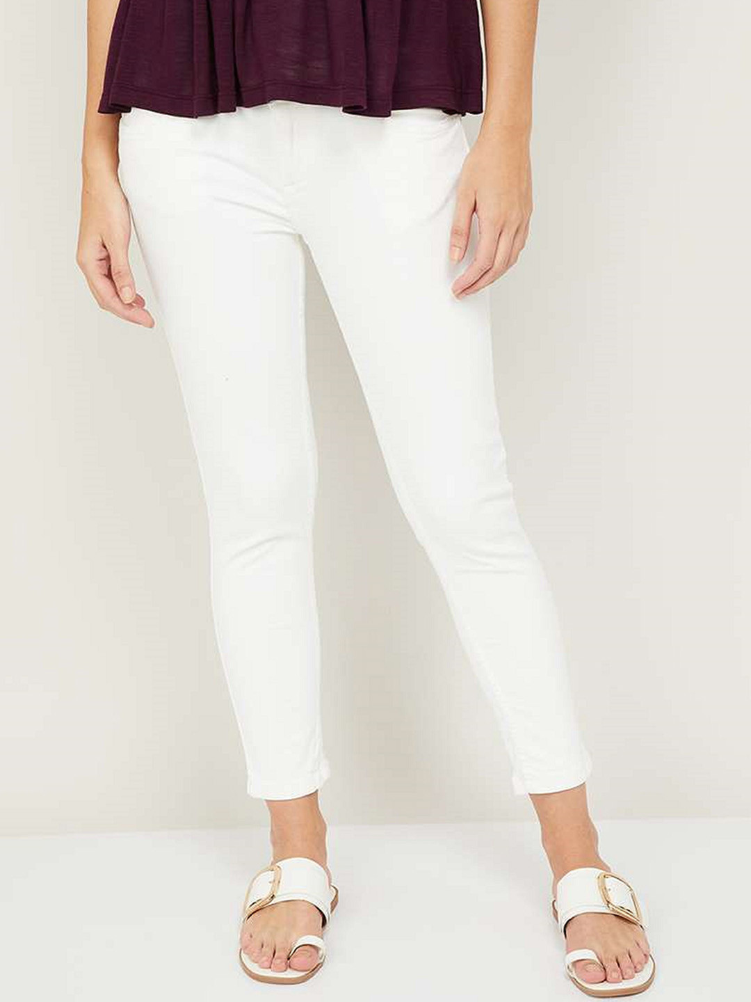 

BAESD Women Frisky High-Rise Low Distress Stretchable Jeans, White