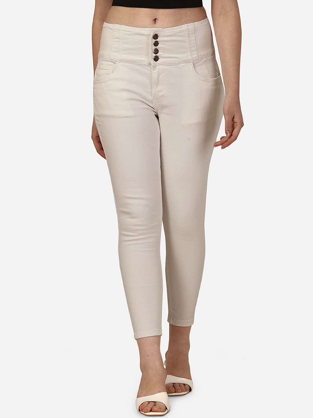 

BAESD Women Solid Frisky Mid-Rise Stretchable Jeans, White