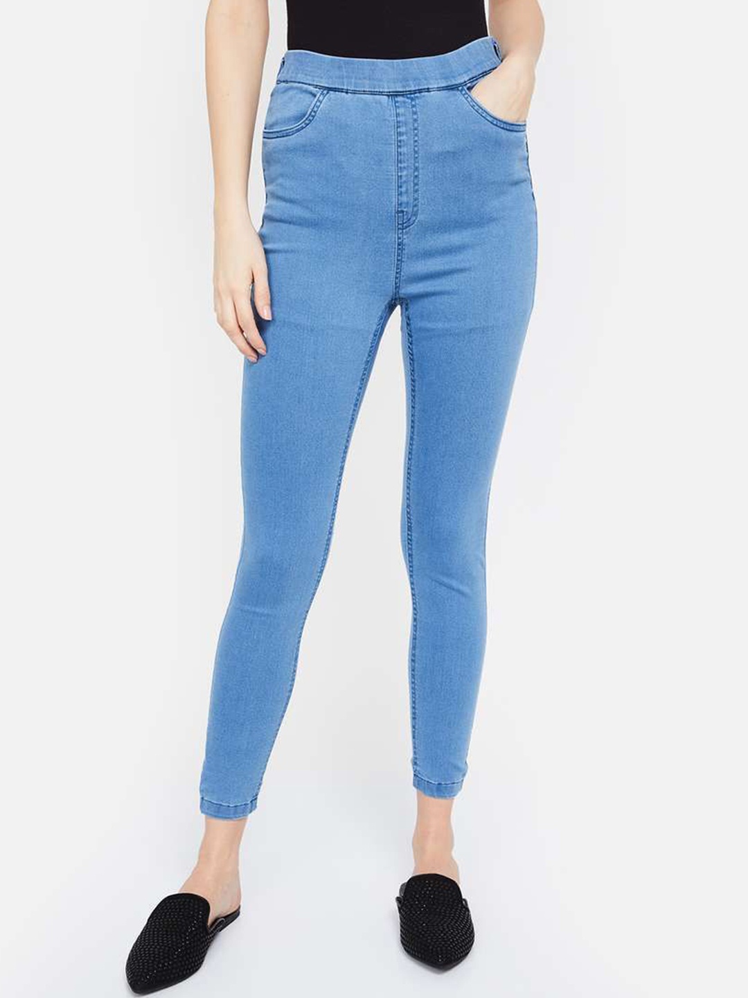 

BAESD Women Frisky Mid-Rise Low Distress Stretchable Jeans, Blue