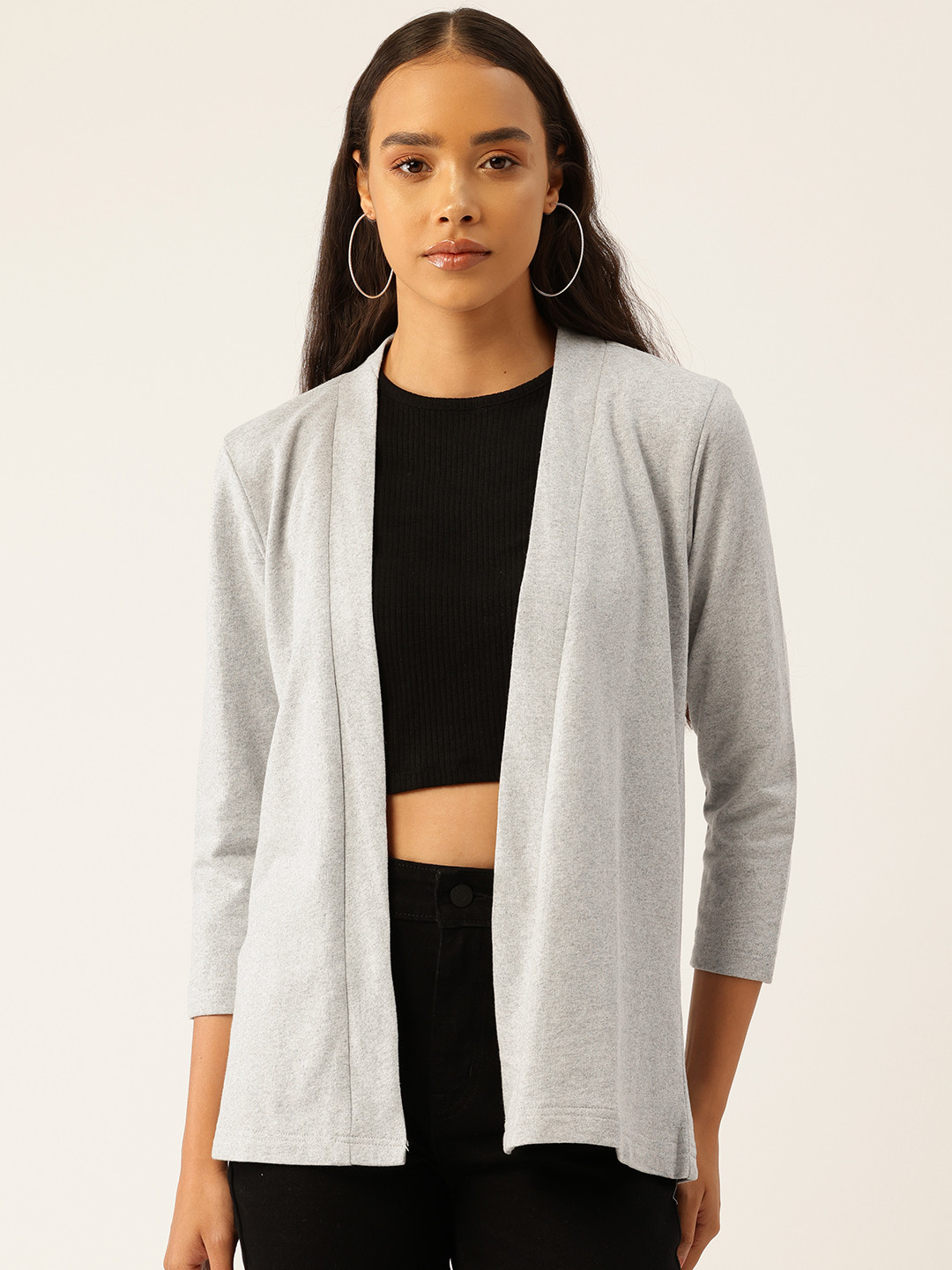 

WISSTLER Women Cotton Shrug, Grey melange