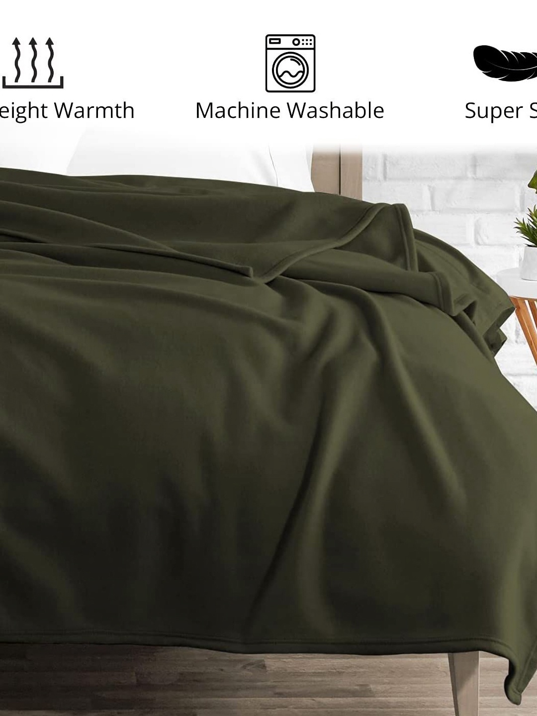 

THE little BIG STORE Olive Green Mild Winter 300 GSM Single Bed Blanket