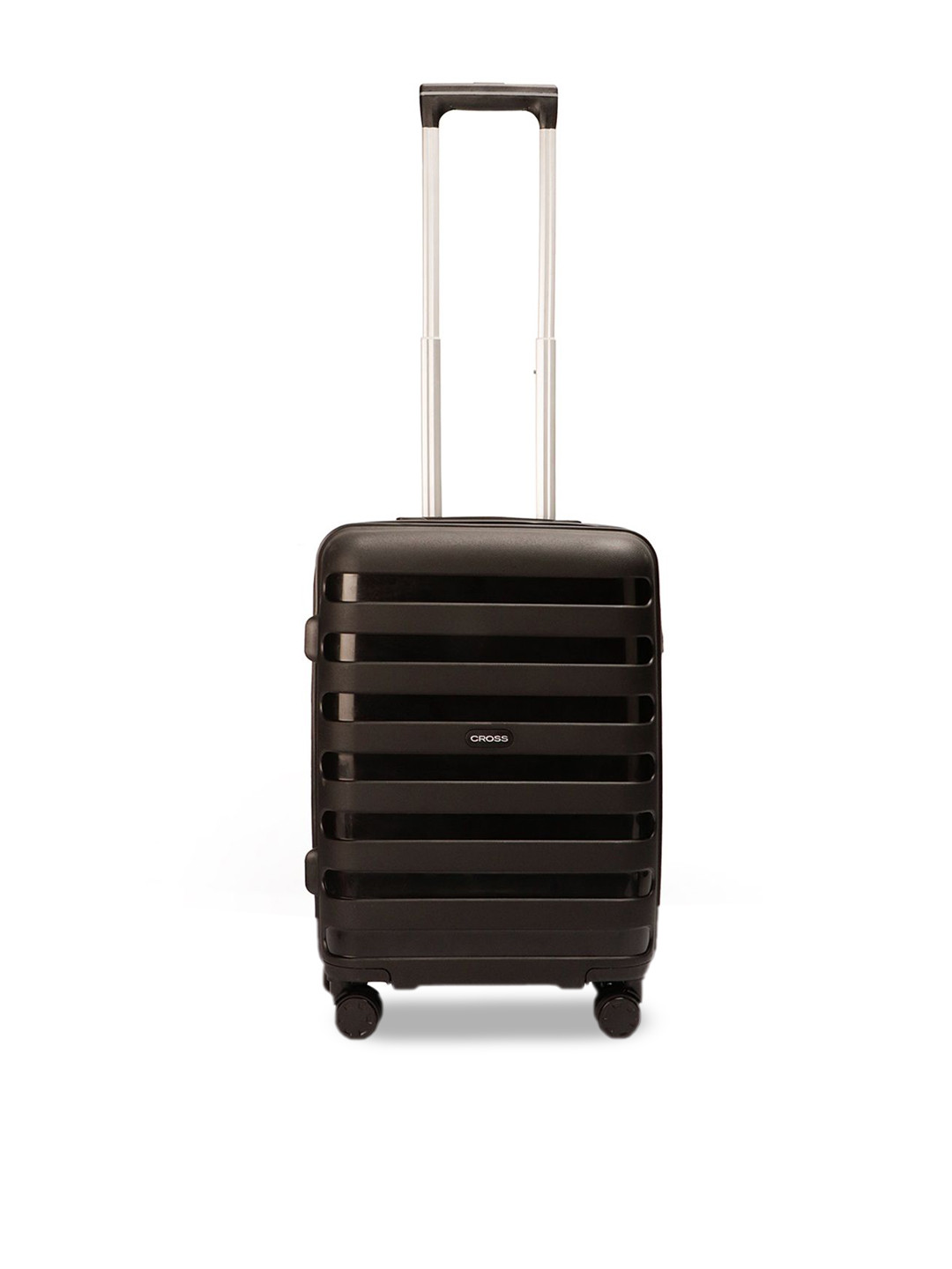 

Cross Textured Hard-Sided Medium Trolley Bag, Black