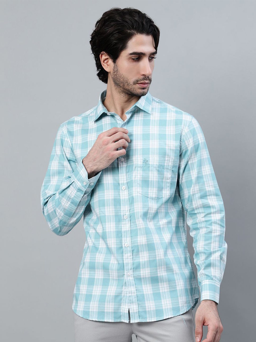 

Cantabil Men Gingham Checks Opaque Checked Casual Shirt, White