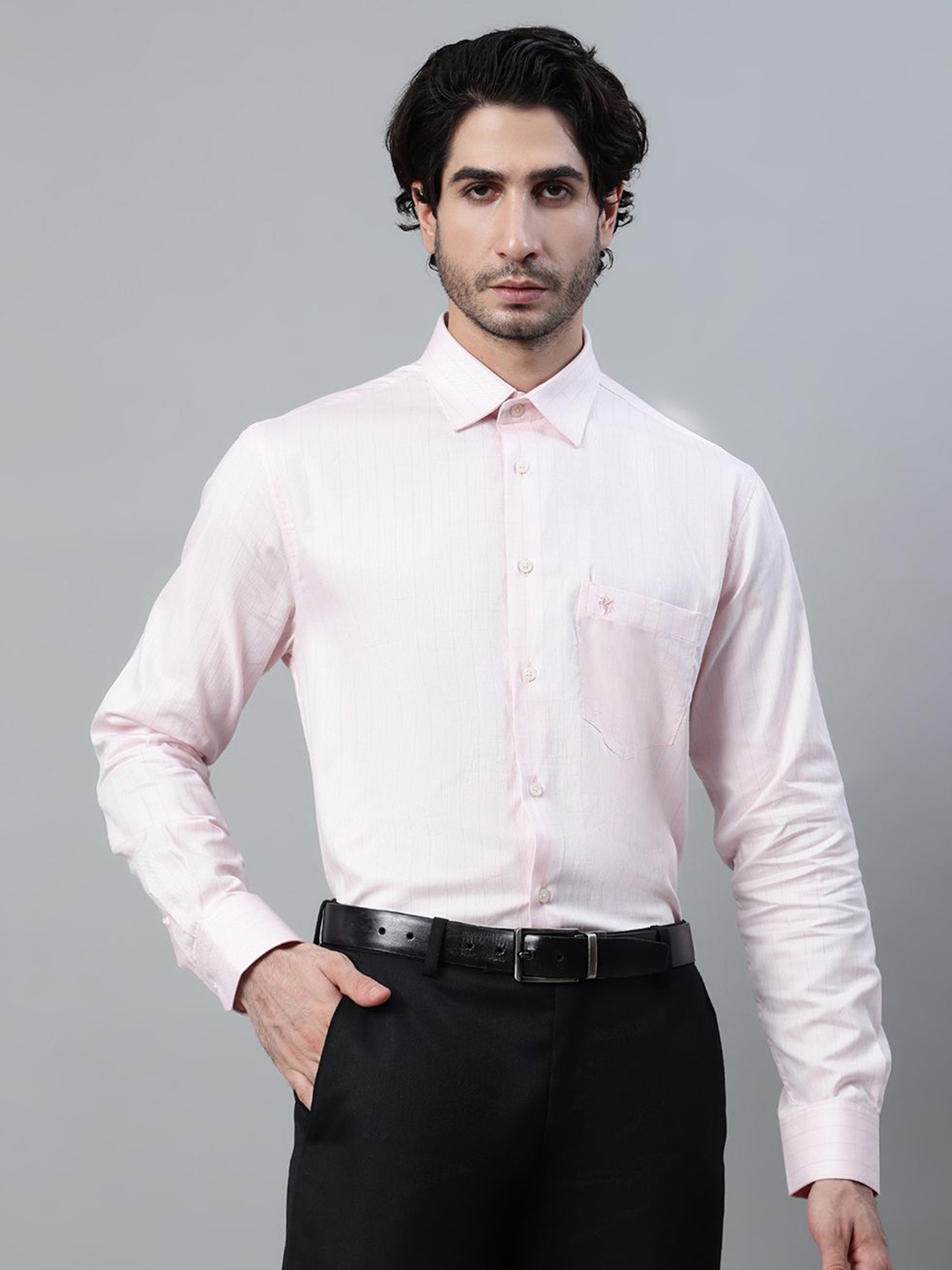 

Cantabil Men Opaque Striped Formal Shirt, Pink