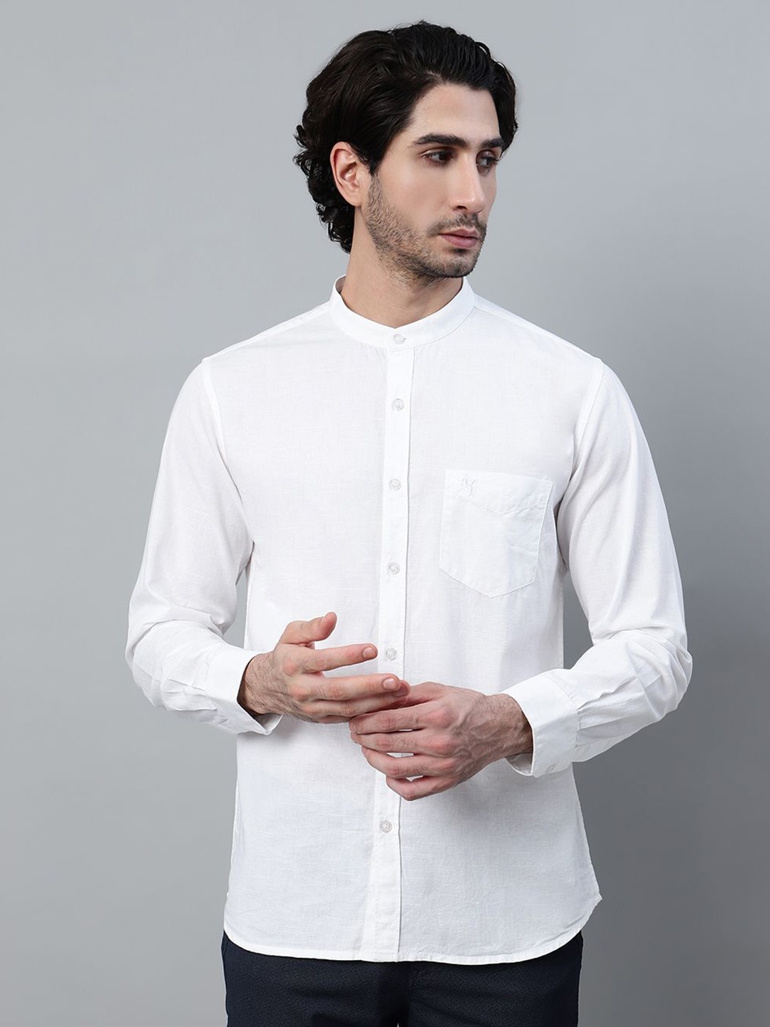 

Cantabil Men Solid Opaque Casual Shirt, White