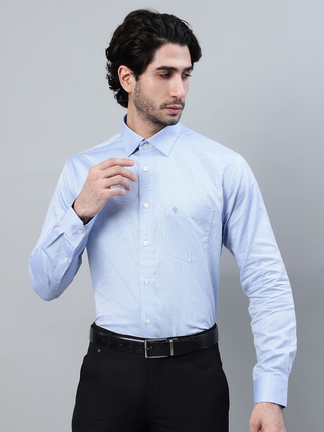 

Cantabil Men Micro Checks Opaque Checked Formal Shirt, Blue