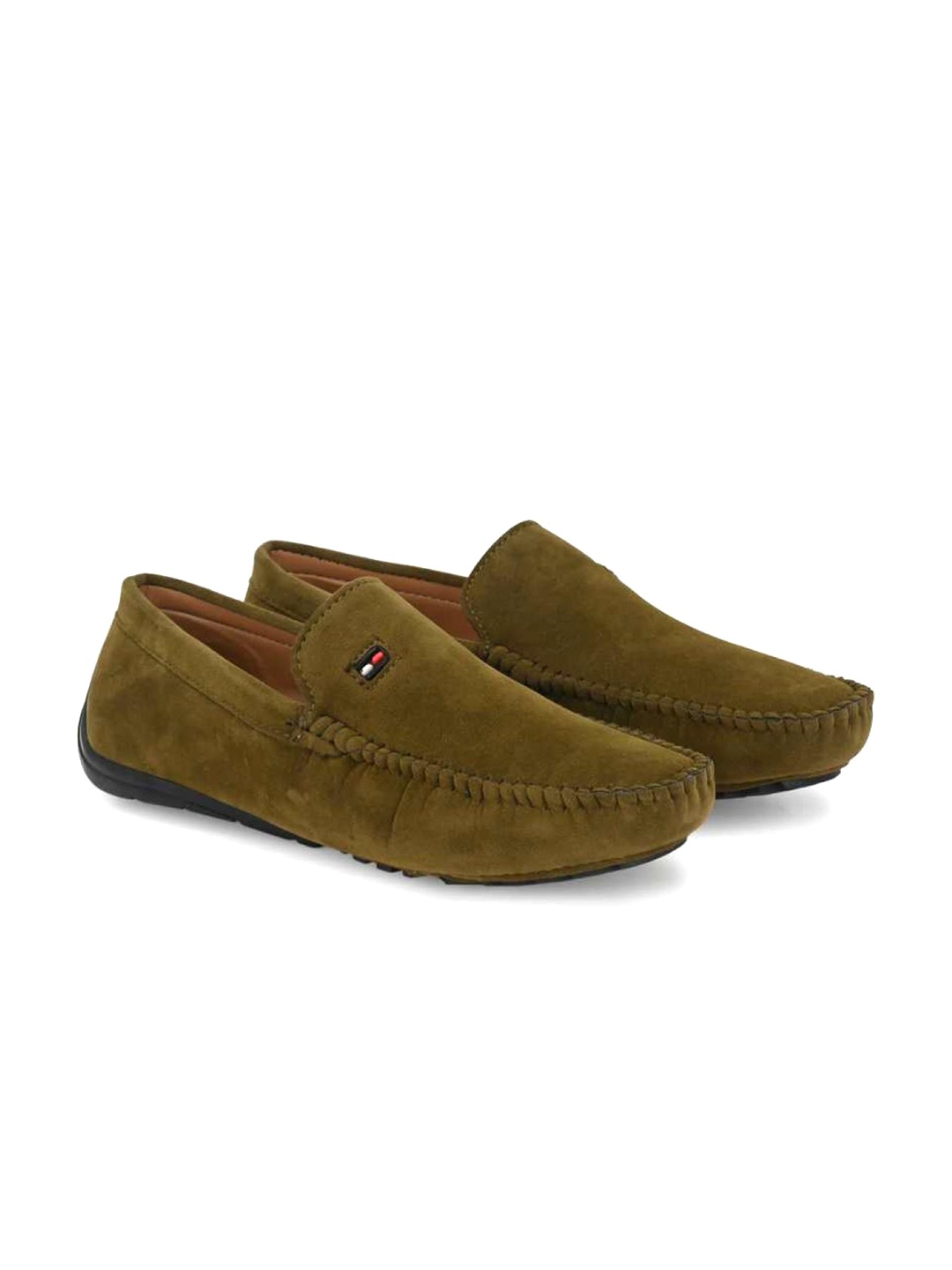

Big Fox Men Textured Suede Loafers, Olive