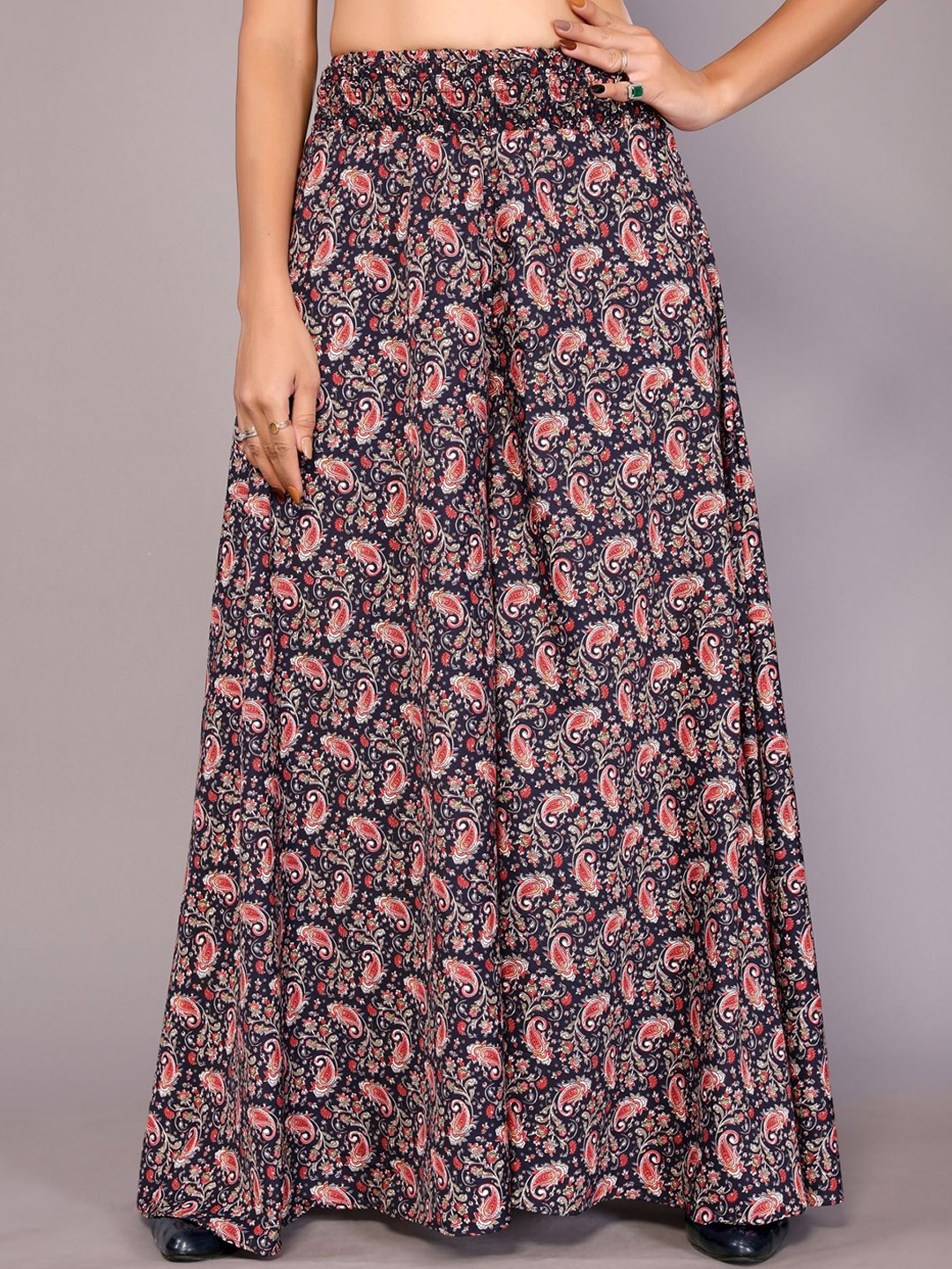 

vj fashion Women Printed Flared Palazzos, Blue